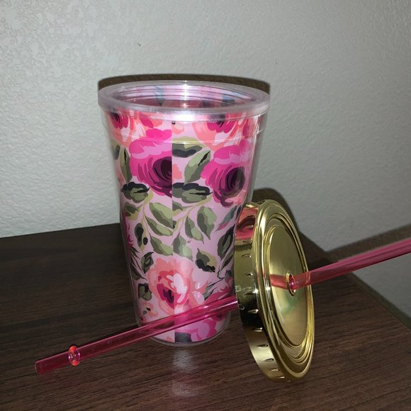 Pink Floral Plastic Tumbler - Picture 4 of 5